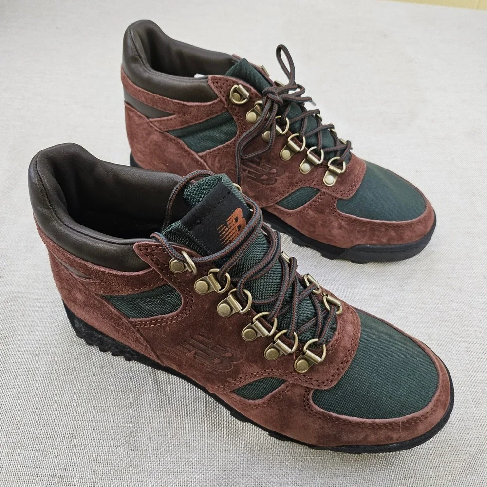 New Balance Rainier Hiking Boots Mens 5 Brown Green URAINAC Suede Vibram Hiker